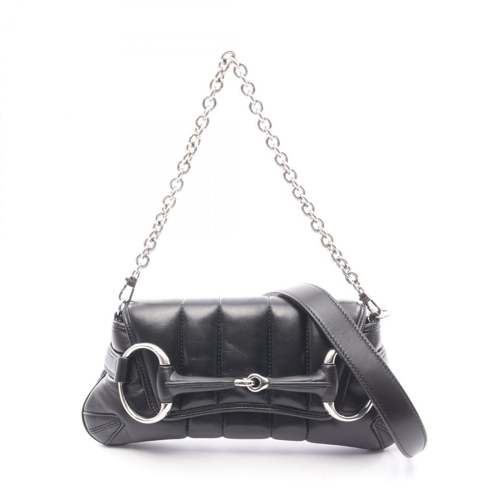 Gucci Horsebit Handbag Leather Black